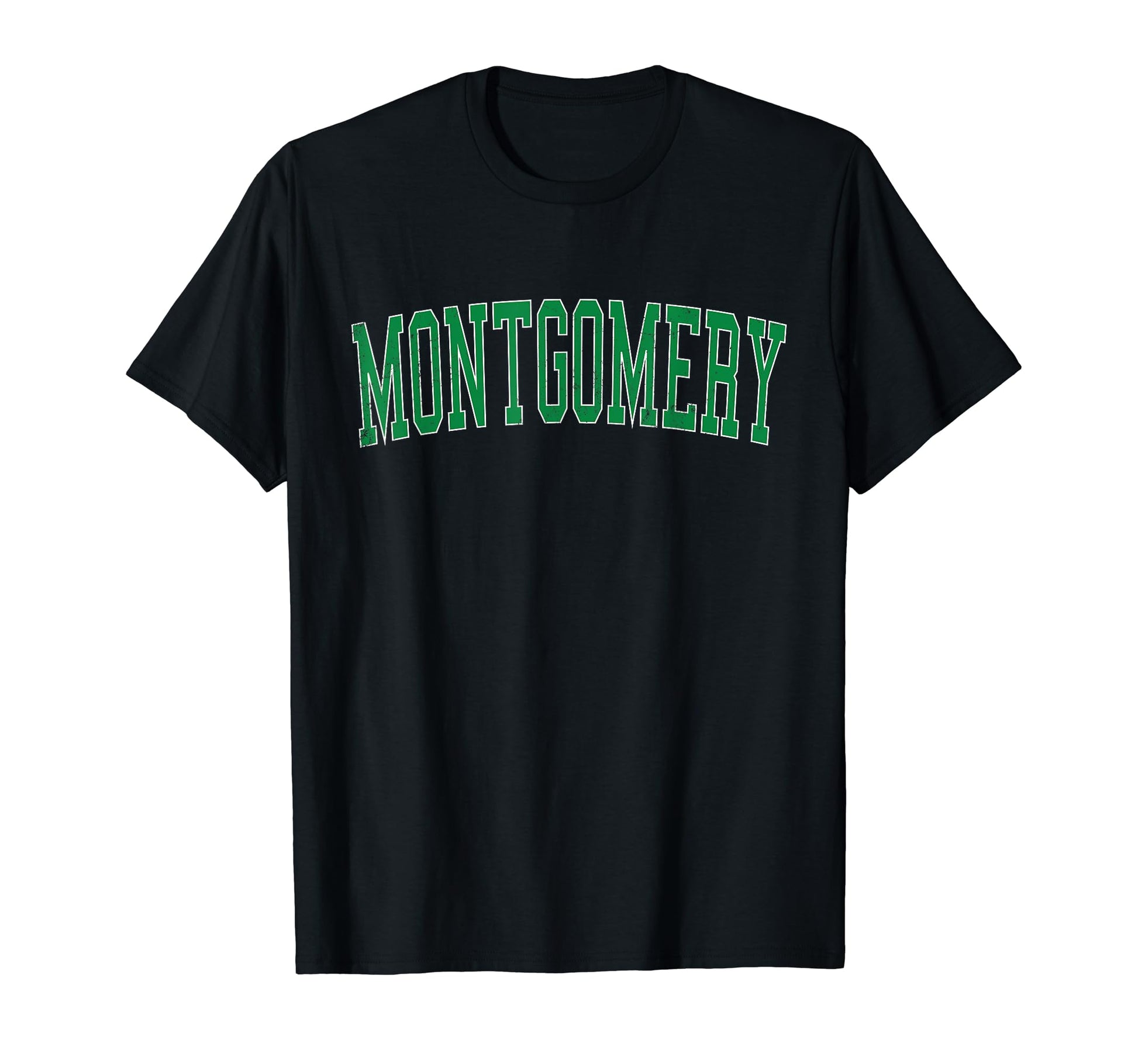 Montgomery Oh Distressed Green Varsity T-Shirt - Custom Art Print Unisex - T-Shirt, Sweatshirt, Hoodie