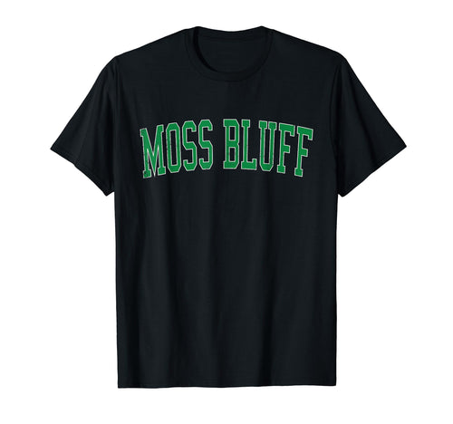 Moss Bluff La Distressed Green Varsity T-Shirt - Trendy Graphic Men Women - T-Shirt, Sweatshirt, Hoodie