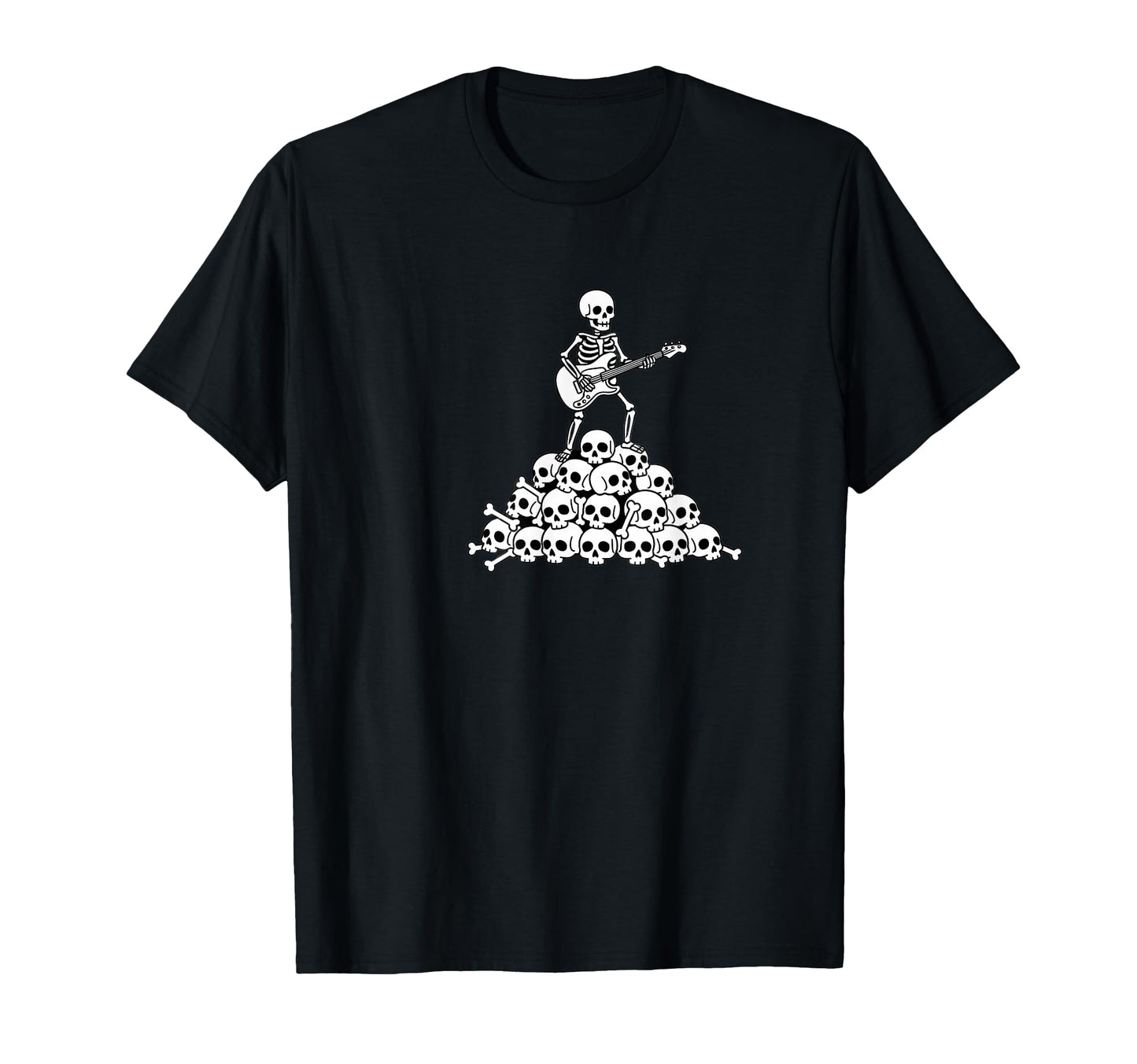 Skeleton Playing Guitar Skull Pile T-Shirt - Aesthetic Graphic for Adults - T-Shirt, Sweatshirt, Hoodie