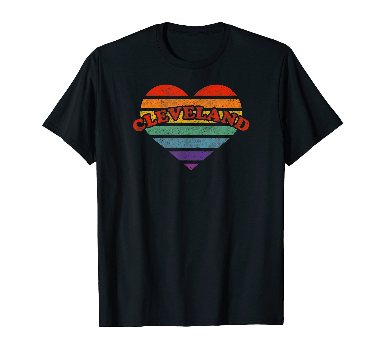 Cleveland Rainbow Heart 80S Whimsy T-Shirt - Unique Graphic for Adults - T-Shirt, Sweatshirt, Hoodie