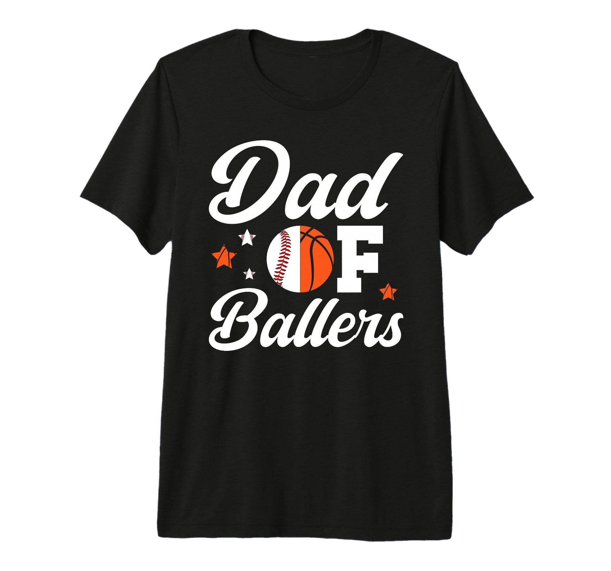 Mens Dad Ballers Basketball Baseball Dad T-Shirt - Graphic Print Unisex - T-Shirt, Sweatshirt, Hoodie