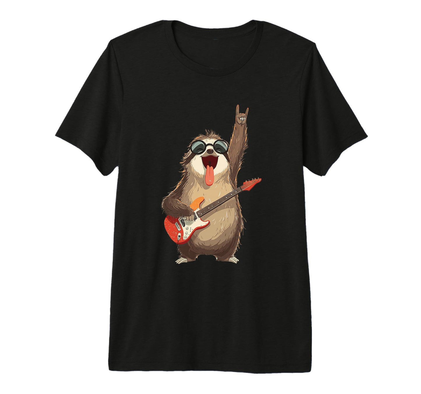 Funny Sloth Guitarist Rock Music T-Shirt - Streetwear Style for Adults - T-Shirt, Sweatshirt, Hoodie