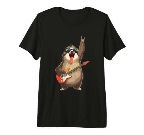 Funny Sloth Guitarist Rock Music T-Shirt - Streetwear Style for Adults - T-Shirt, Sweatshirt, Hoodie
