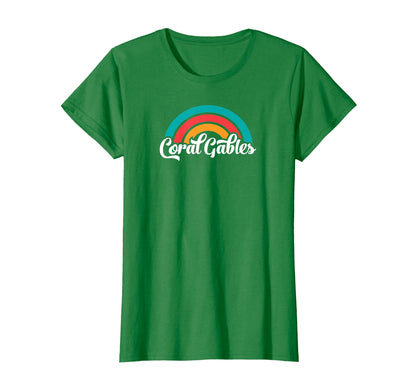 Womens Coral Gables Fl Script Rainbow T-Shirt - Graphic Print Men Women - T-Shirt, Sweatshirt, Hoodie