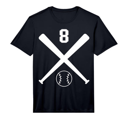 Baseball Softball Number 8 T-Shirt - Fun Novelty Design for Adults - T-Shirt, Sweatshirt, Hoodie