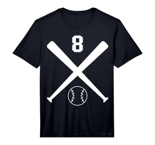 Baseball Softball Number 8 T-Shirt - Fun Novelty Design for Adults - T-Shirt, Sweatshirt, Hoodie
