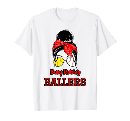 Busy Raising Ballers Funny Baseball T-Shirt - Graphic Print Men Women - T-Shirt, Sweatshirt, Hoodie