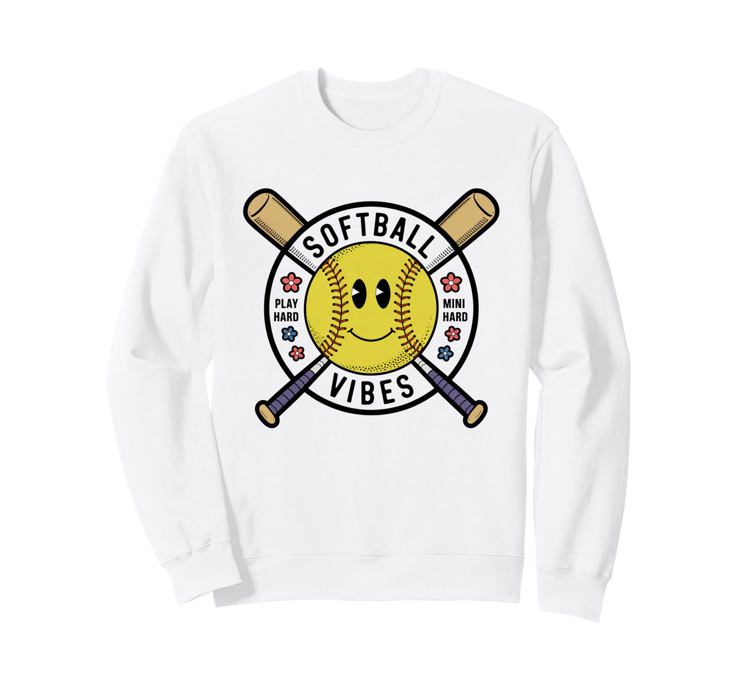 Softball Vibes Groovy Game Day Sweatshirt - Novelty Apparel Men Women - T-Shirt, Sweatshirt, Hoodie