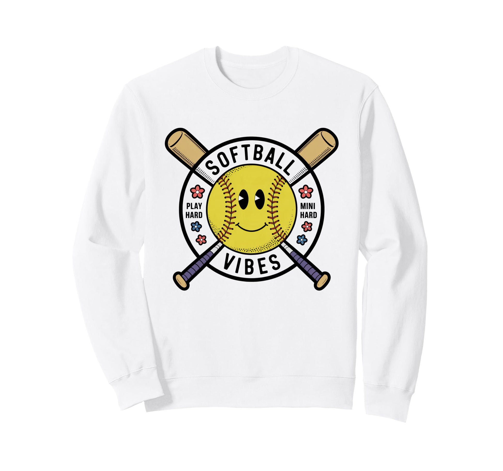 Softball Vibes Groovy Game Day Sweatshirt - Novelty Apparel Men Women - T-Shirt, Sweatshirt, Hoodie