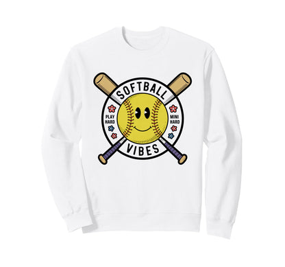 Softball Vibes Groovy Game Day Sweatshirt - Novelty Apparel Men Women - T-Shirt, Sweatshirt, Hoodie