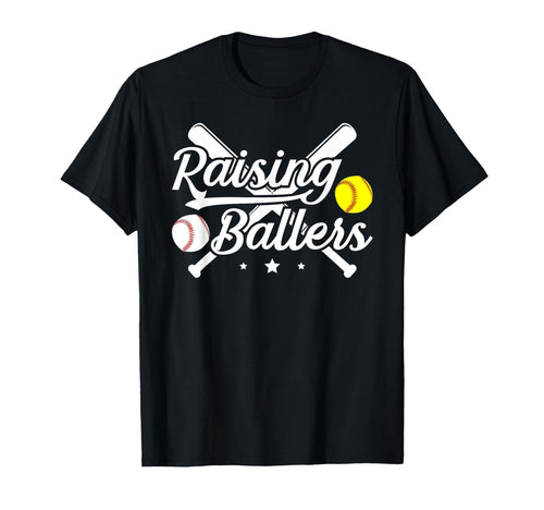Raising Ballers Softball Baseball Dad T-Shirt - Graphic Print for Adults - T-Shirt, Sweatshirt, Hoodie
