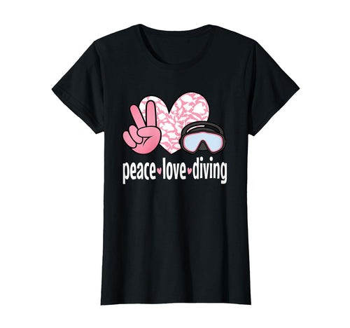 Peace Love Diving Scuba Diver Dive T-Shirt - Minimalist Print Unisex - T-Shirt, Sweatshirt, Hoodie