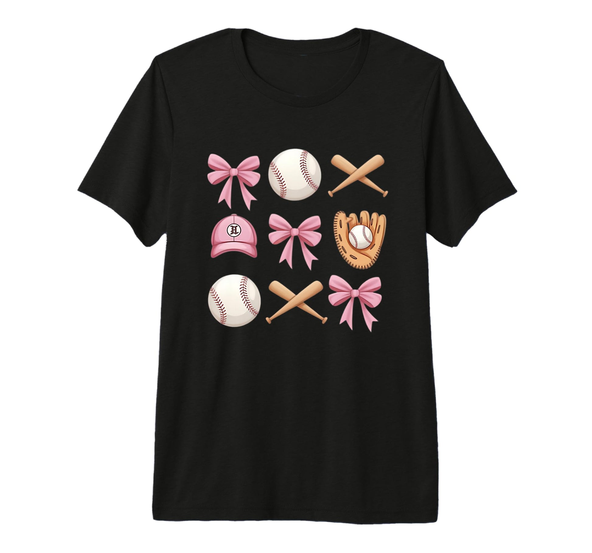 Baseball Coquette Bow Mom Sister Tri T-Shirt - Minimalist Print for Adults - T-Shirt, Sweatshirt, Hoodie