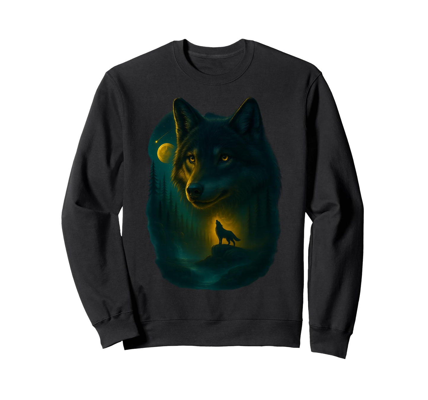 Wolf Howling Moon Grunge Y2K 90S Sweatshirt - Custom Art Print Men Women - T-Shirt, Sweatshirt, Hoodie