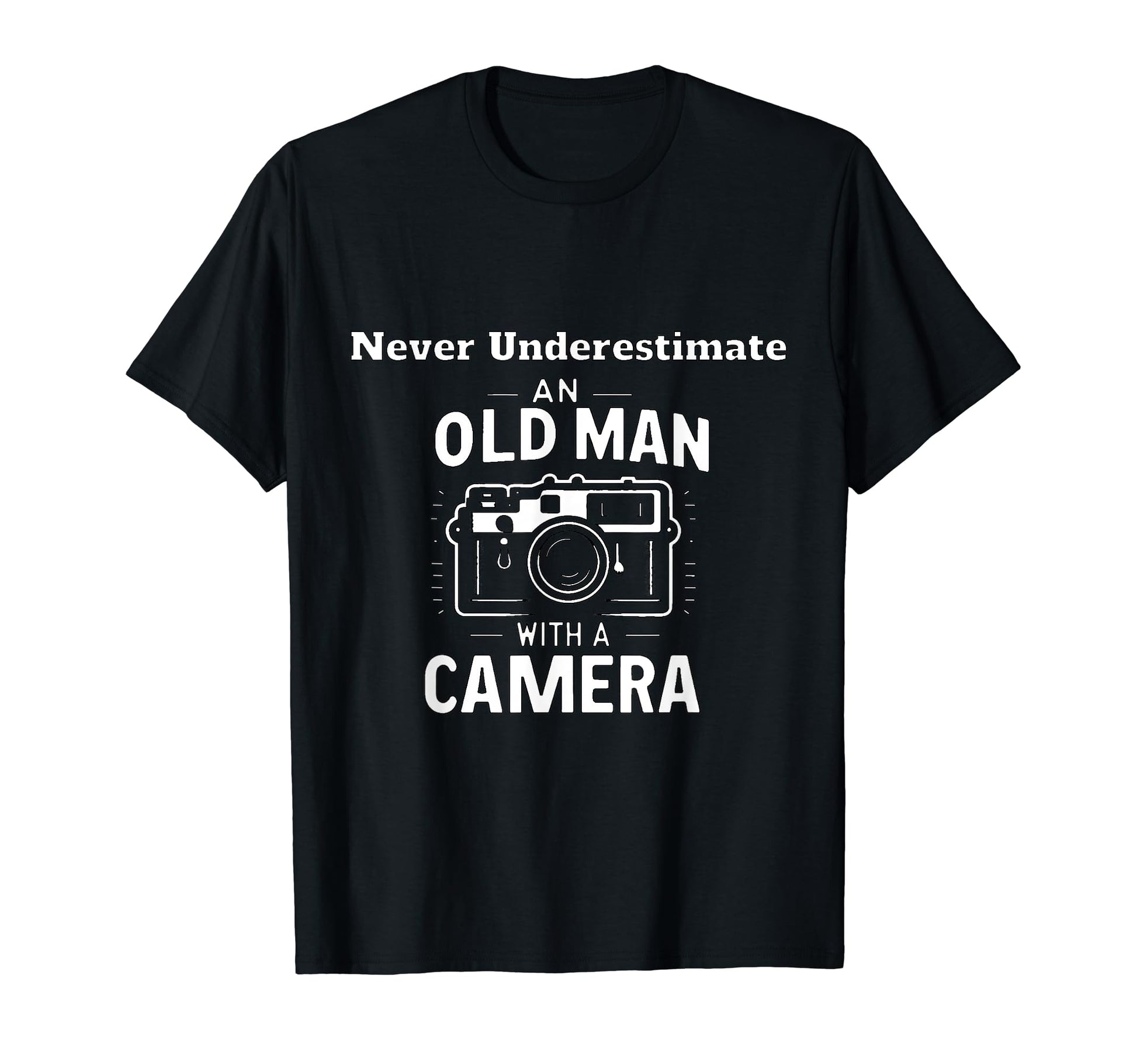 Never Underestimate Old Camera Enthusiast T-Shirt - Unique Graphic Unisex - T-Shirt, Sweatshirt, Hoodie