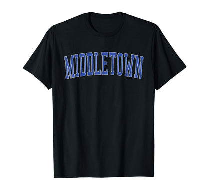 Middletown De Distressed Blue Varsity T-Shirt - Custom Art Print Unisex - T-Shirt, Sweatshirt, Hoodie