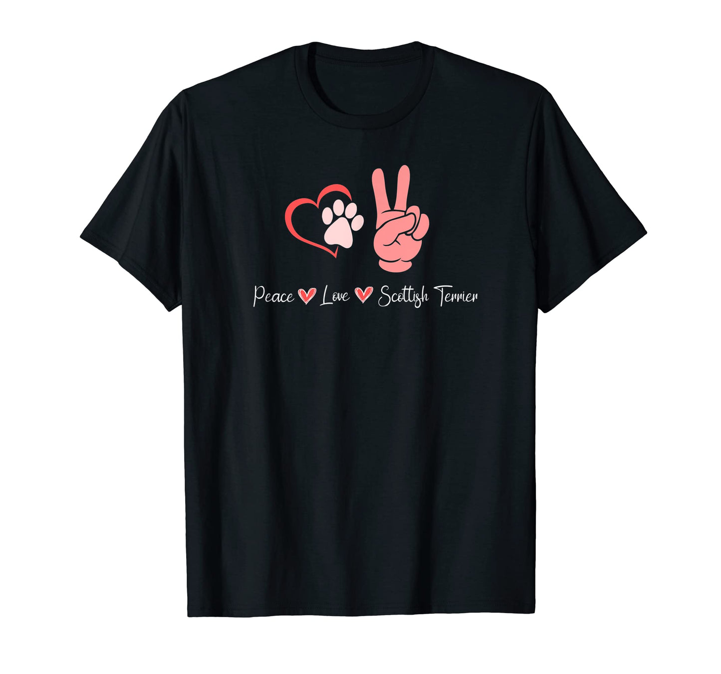 Peace Love Scottish Terrier T-Shirt - Graphic Print Unisex - T-Shirt, Sweatshirt, Hoodie