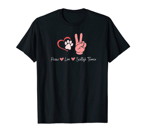 Peace Love Scottish Terrier T-Shirt - Graphic Print Unisex - T-Shirt, Sweatshirt, Hoodie