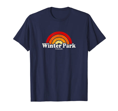 Winter Park Colorado Co 70S Rainbow T-Shirt - Minimalist Print Unisex - T-Shirt, Sweatshirt, Hoodie
