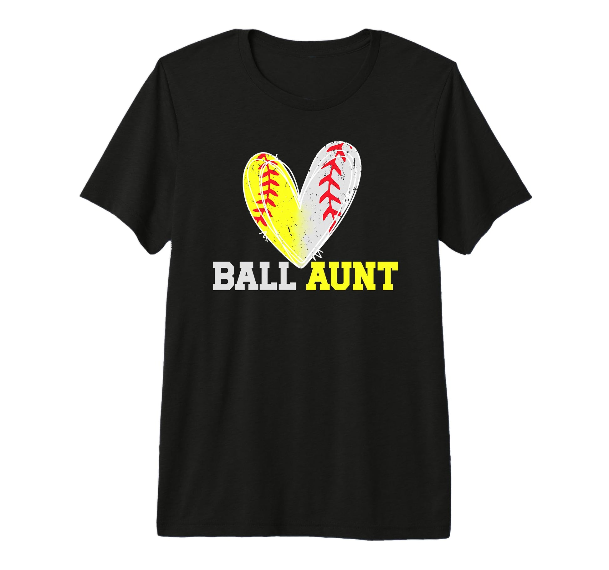 Ball Aunt Heart Baseball Softball Aunt T-Shirt - Minimalist Print Unisex - T-Shirt, Sweatshirt, Hoodie