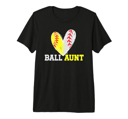 Ball Aunt Heart Baseball Softball Aunt T-Shirt - Minimalist Print Unisex - T-Shirt, Sweatshirt, Hoodie