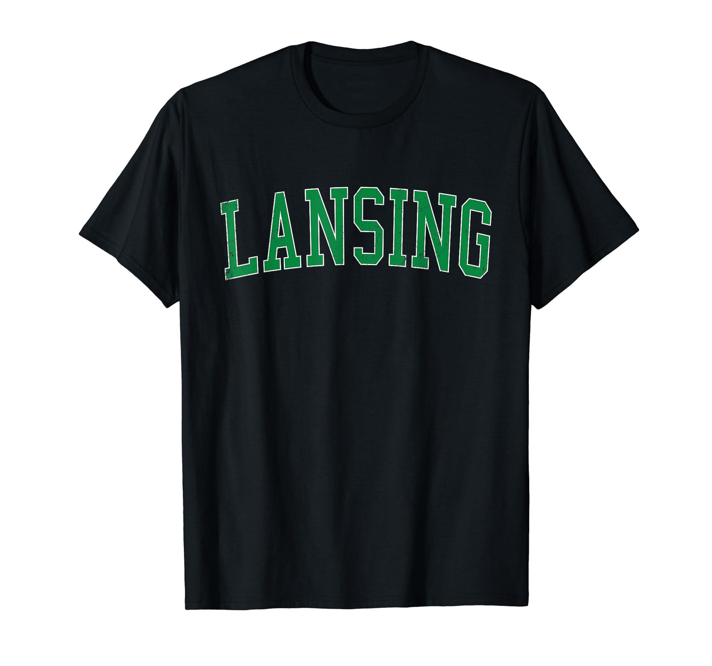 Lansing Ks Distressed Green Varsity T-Shirt - Minimalist Print Unisex - T-Shirt, Sweatshirt, Hoodie