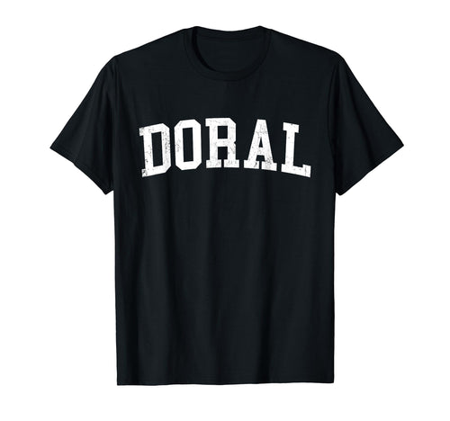 Doral Fl Distressed White Varsity T-Shirt - Unique Graphic for Adults - T-Shirt, Sweatshirt, Hoodie