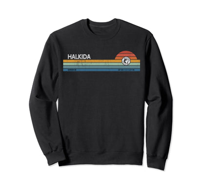 Halkida Greece Sunset Rainbow Synth Sweatshirt - Novelty Apparel Unisex - T-Shirt, Sweatshirt, Hoodie