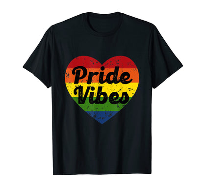 Pride Vibes Heart Rainbow Lgbtq T-Shirt - Aesthetic Graphic Men Women - T-Shirt, Sweatshirt, Hoodie