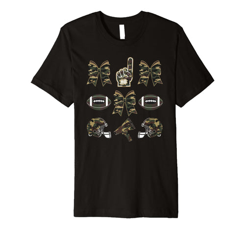 Camo Football Coquette Bow Football T-Shirt - Fun Novelty Design Men Women - T-Shirt, Sweatshirt, Hoodie