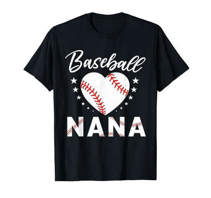 Baseball Nana Funny Heart Baseball T-Shirt - Fun Novelty Design Men Women - T-Shirt, Sweatshirt, Hoodie