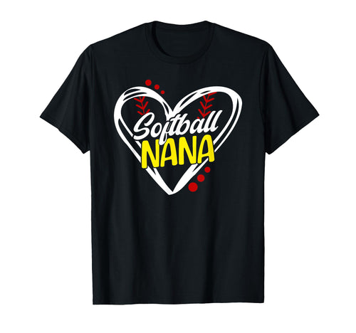 Softball Nana Heart Nana Softball T-Shirt - Casual Everyday Wear Unisex - T-Shirt, Sweatshirt, Hoodie