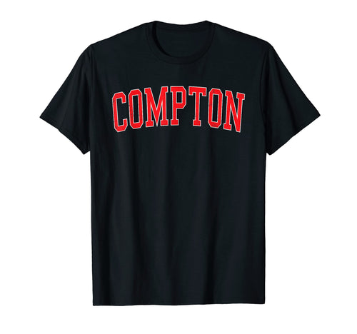 Compton Ca Varsity Red Text T-Shirt - Graphic Print for Adults - T-Shirt, Sweatshirt, Hoodie