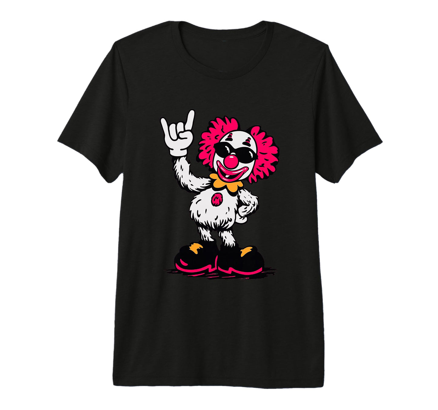 Clown Rock Hand Sign Punk Comic Mascot T-Shirt - Unique Graphic Men Women - T-Shirt, Sweatshirt, Hoodie