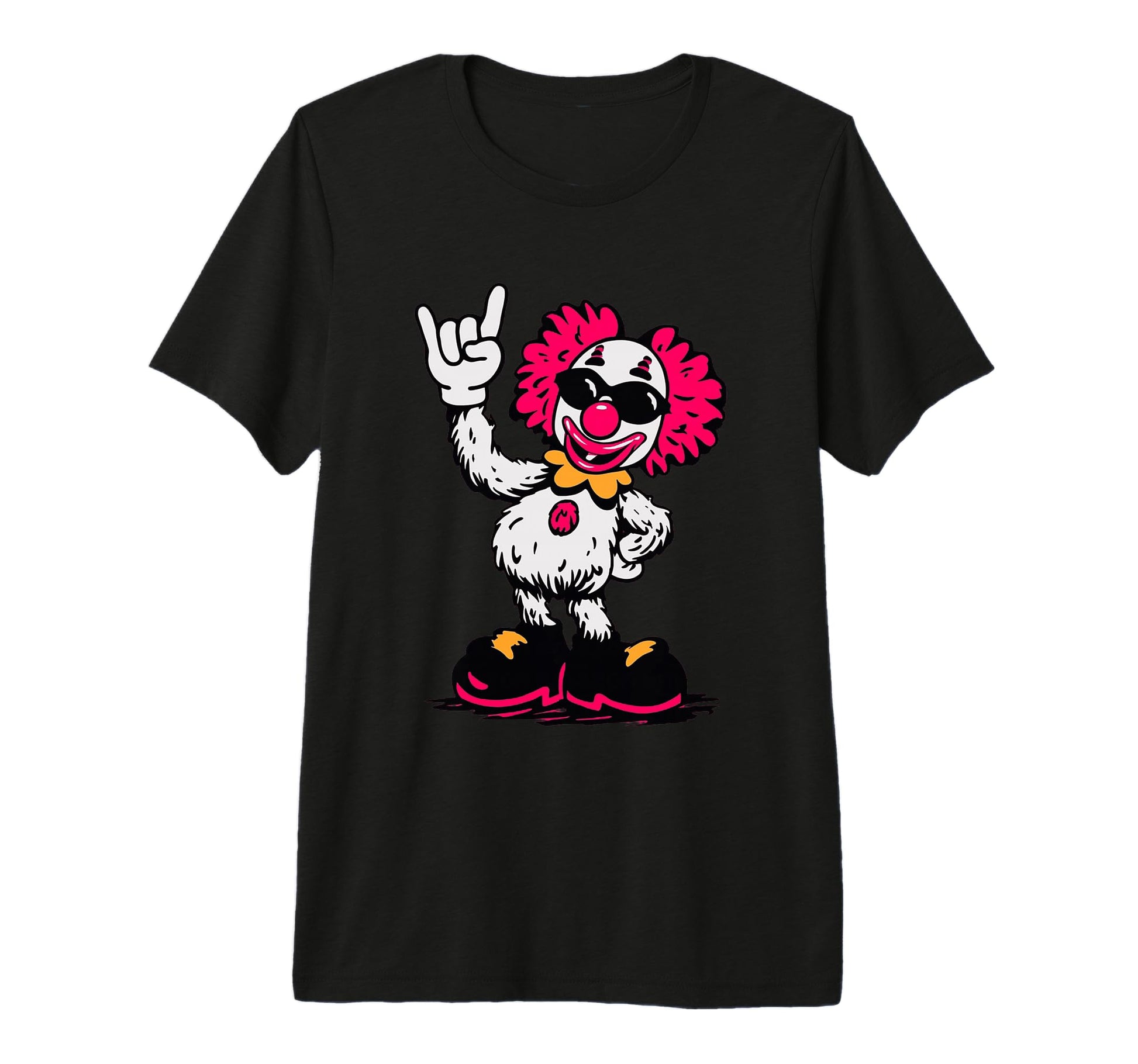 Clown Rock Hand Sign Punk Comic Mascot T-Shirt - Unique Graphic Men Women - T-Shirt, Sweatshirt, Hoodie