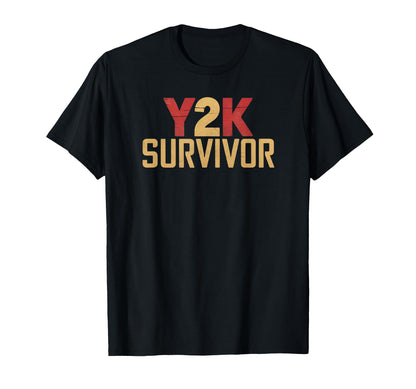Y2K Survivor Funny Text Computer T-Shirt - Minimalist Print for Adults - T-Shirt, Sweatshirt, Hoodie