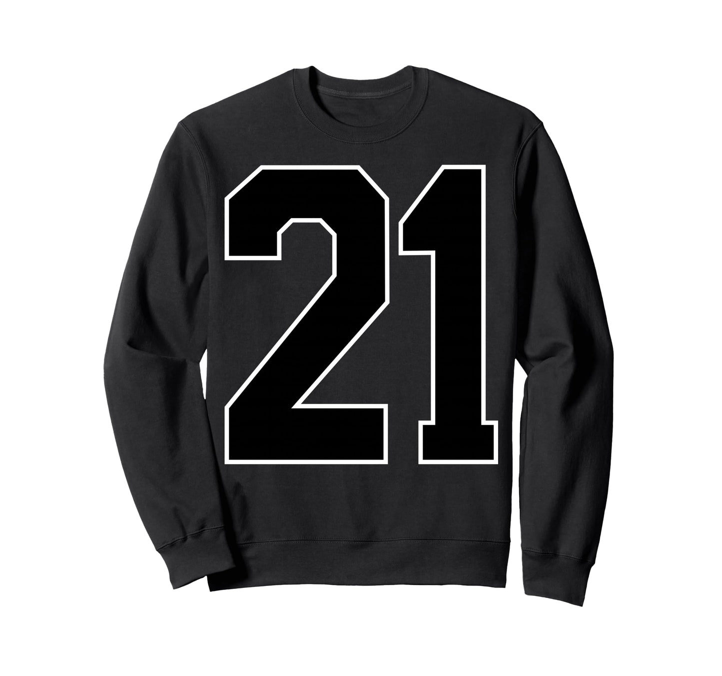 Black Sports Team Number 21 Fan Sweatshirt - Aesthetic Graphic Men Women - T-Shirt, Sweatshirt, Hoodie