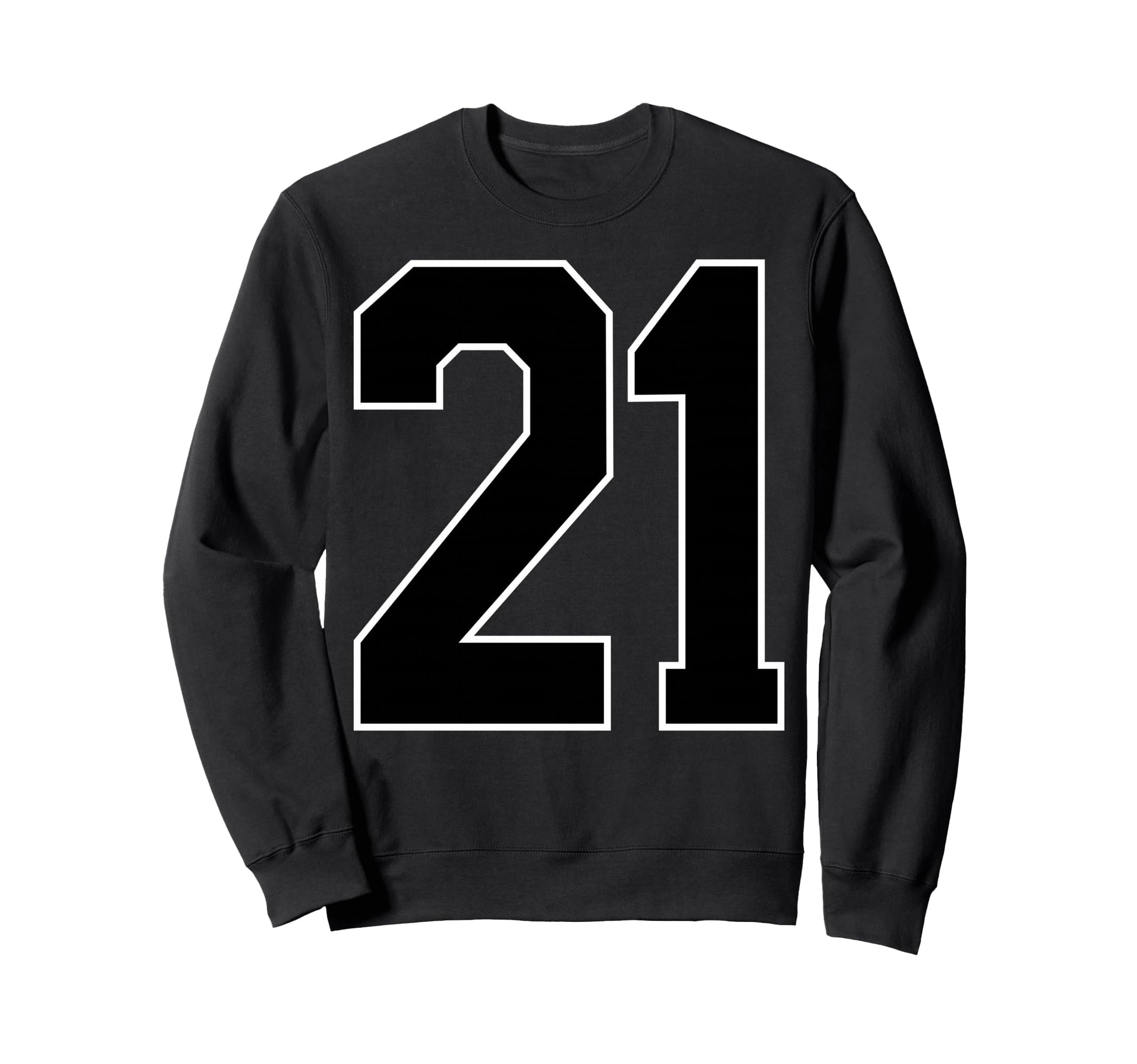Black Sports Team Number 21 Fan Sweatshirt - Aesthetic Graphic Men Women - T-Shirt, Sweatshirt, Hoodie