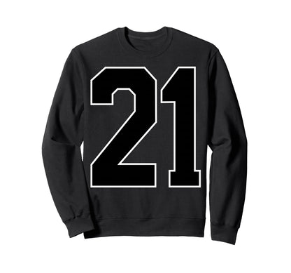 Black Sports Team Number 21 Fan Sweatshirt - Aesthetic Graphic Men Women - T-Shirt, Sweatshirt, Hoodie