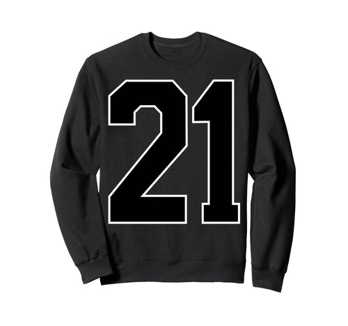 Black Sports Team Number 21 Fan Sweatshirt - Aesthetic Graphic Men Women - T-Shirt, Sweatshirt, Hoodie