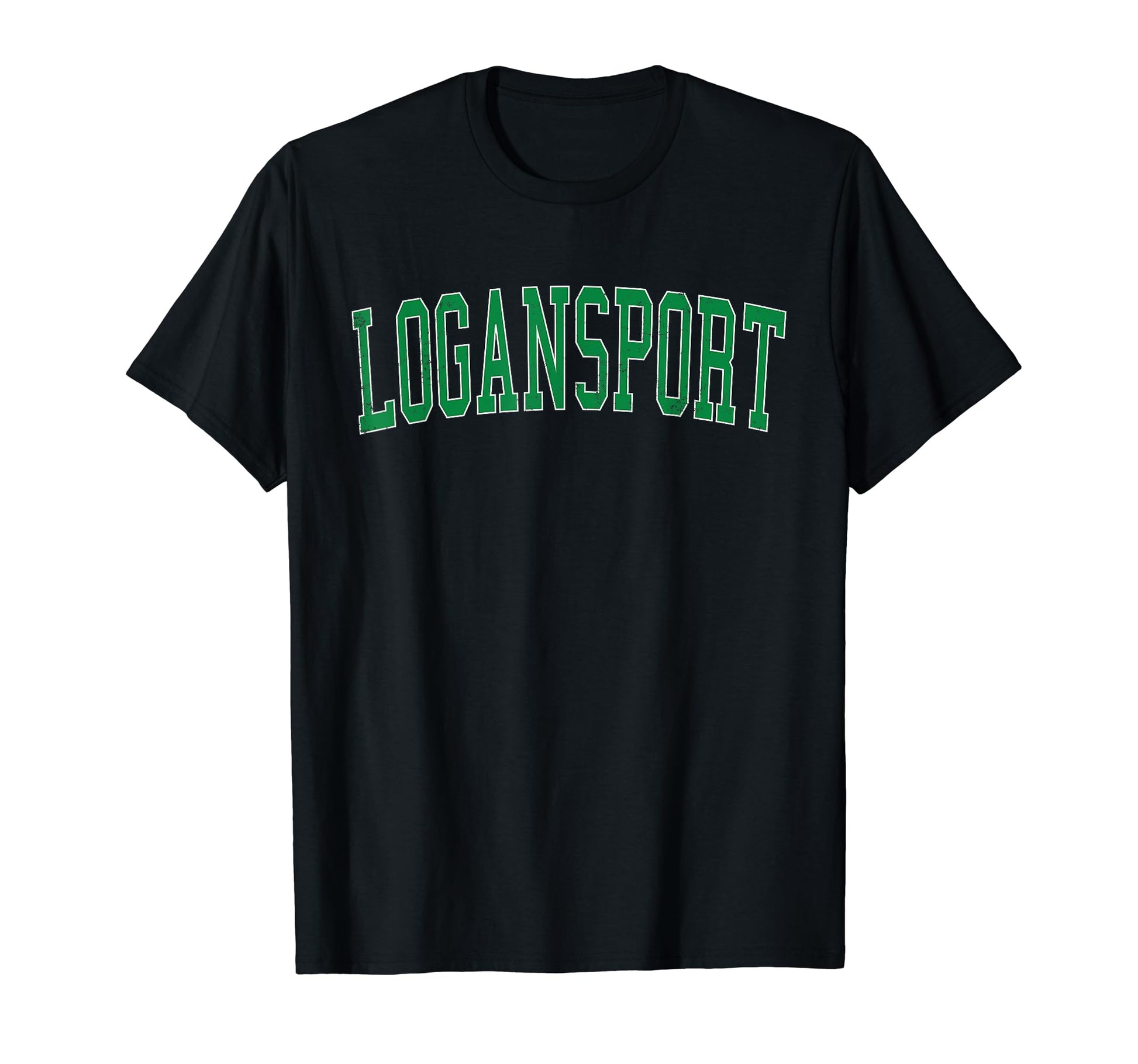 Logansport Distressed Green Varsity T-Shirt - Unique Graphic for Adults - T-Shirt, Sweatshirt, Hoodie