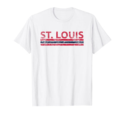 St Louis Missouri Weathered Stripe Throwback T-Shirt - Graphic Print Unisex - T-Shirt, Sweatshirt, Hoodie