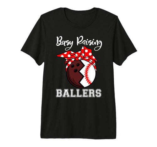Busy Raising Ballers Funny Bowling T-Shirt - Minimalist Print Unisex - T-Shirt, Sweatshirt, Hoodie