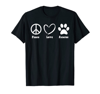 Peace Love Adopt Dog Cat Animal Rescue T-Shirt - Custom Art Print Unisex - T-Shirt, Sweatshirt, Hoodie