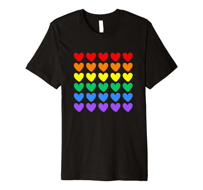 Rainbow Hearts Lgbtqa Pride Rainbow T-Shirt - Custom Art Print for Adults - T-Shirt, Sweatshirt, Hoodie