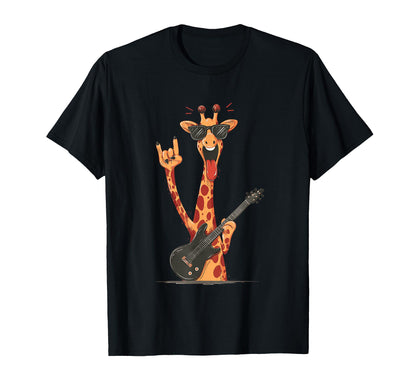 Giraffe Guitar Player Funny Rock Music T-Shirt - Minimalist Print Unisex - T-Shirt, Sweatshirt, Hoodie