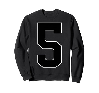 Black Sports Team Number 5 Fan Sweatshirt - Streetwear Style for Adults - T-Shirt, Sweatshirt, Hoodie