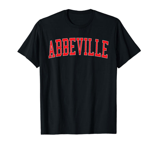 Abbeville La Distressed Red Varsity T-Shirt - Custom Art Print Unisex - T-Shirt, Sweatshirt, Hoodie