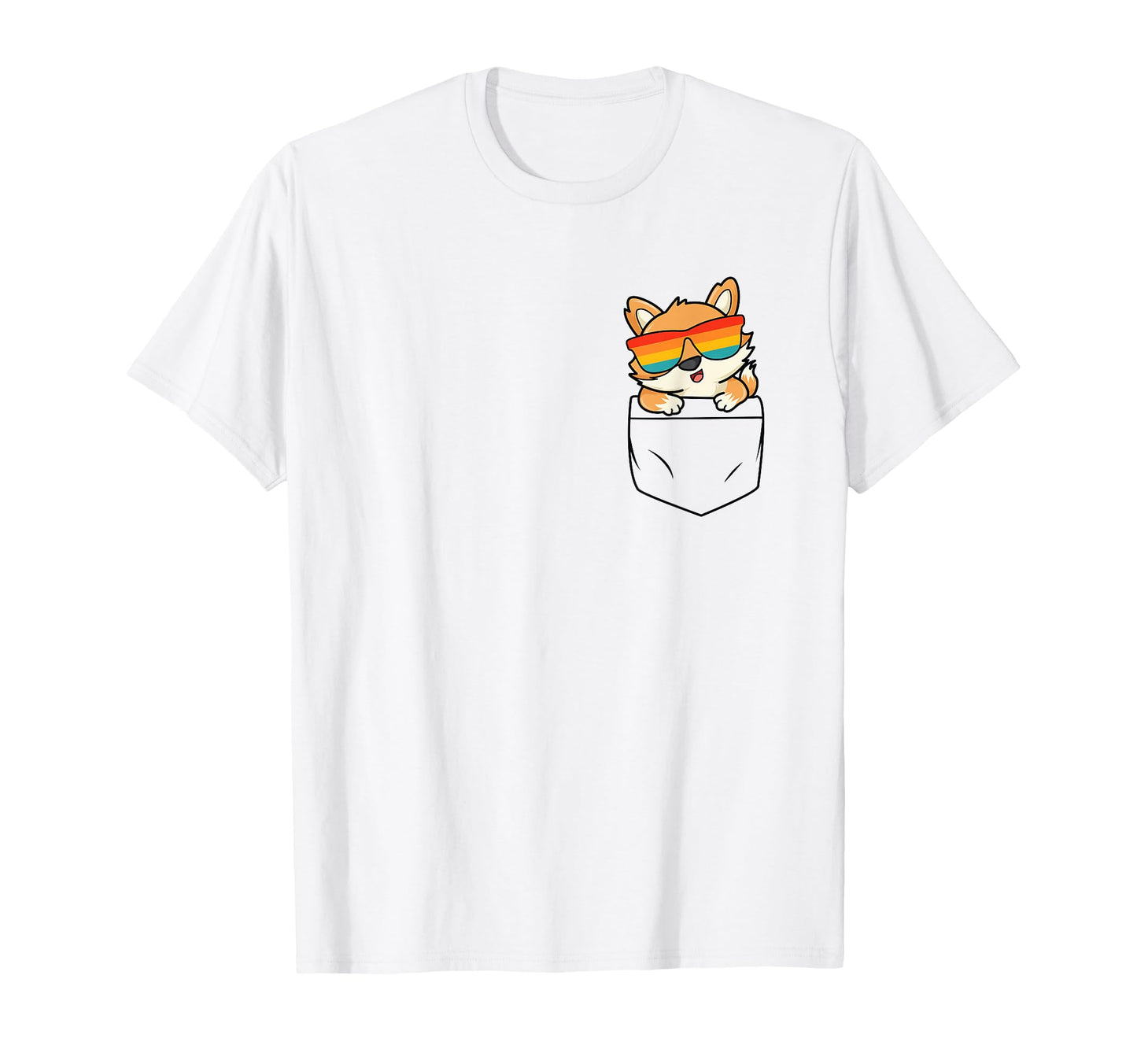 Fox Pocket Funny Cat Rainbow Sunglasses T-Shirt - Trendy Graphic Unisex - T-Shirt, Sweatshirt, Hoodie