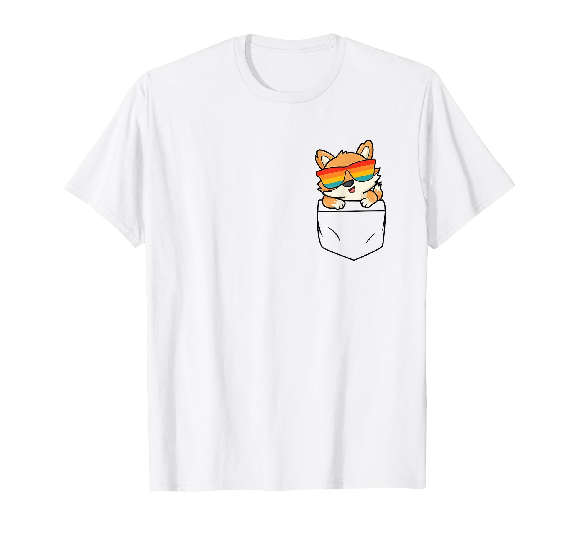 Fox Pocket Funny Cat Rainbow Sunglasses T-Shirt - Trendy Graphic Unisex - T-Shirt, Sweatshirt, Hoodie